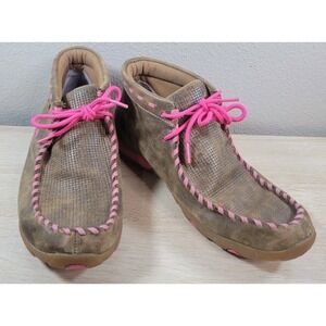 Twisted X Pink Ribbon Breast Cancer Support Leather Chukka Boots 9.5M WDM0051
